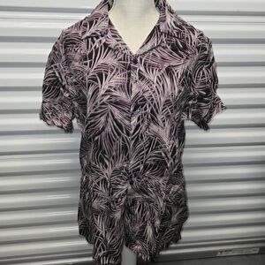 NWT - Express Black and Pink Tropical Print Shirt Mens